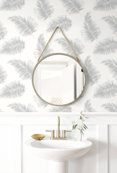 product image for Tossed Palm Peel-and-Stick Wallpaper in Alloy from the Luxe Haven Collection by Lillian August 91
