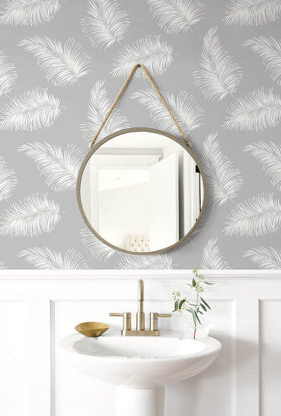 product image for Tossed Palm Peel-and-Stick Wallpaper in Harbor Mist from the Luxe Haven Collection by Lillian August 5