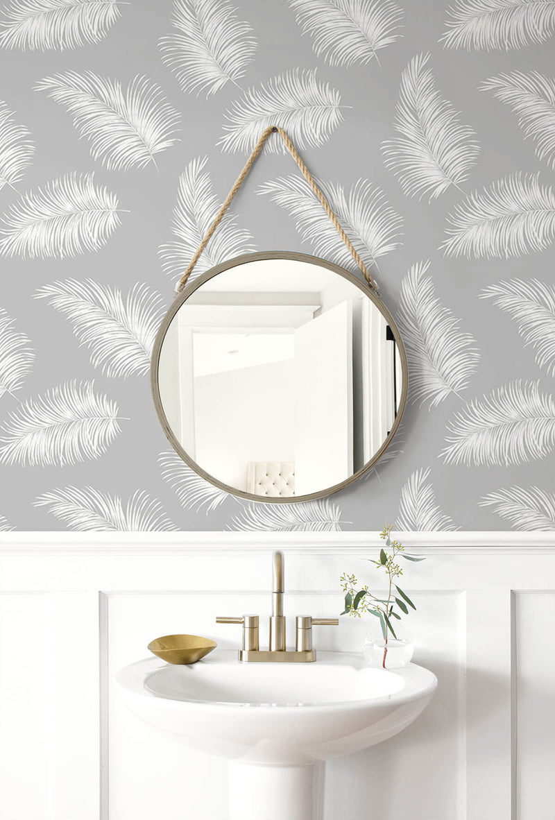 media image for Tossed Palm Peel-and-Stick Wallpaper in Harbor Mist from the Luxe Haven Collection by Lillian August 227