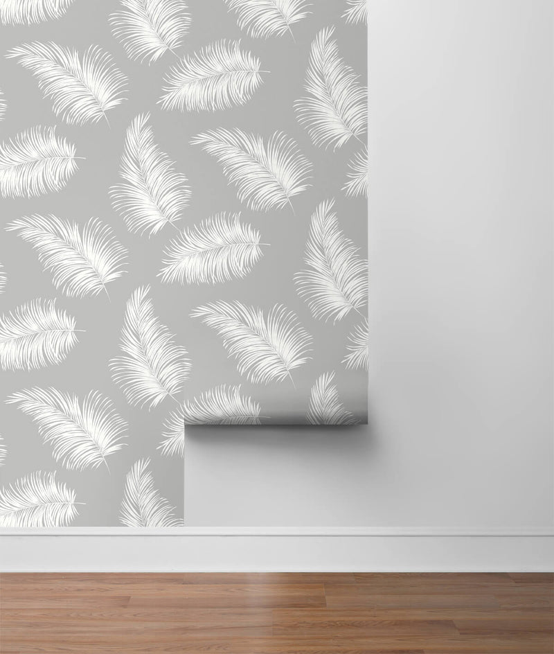 media image for Tossed Palm Peel-and-Stick Wallpaper in Harbor Mist from the Luxe Haven Collection by Lillian August 251