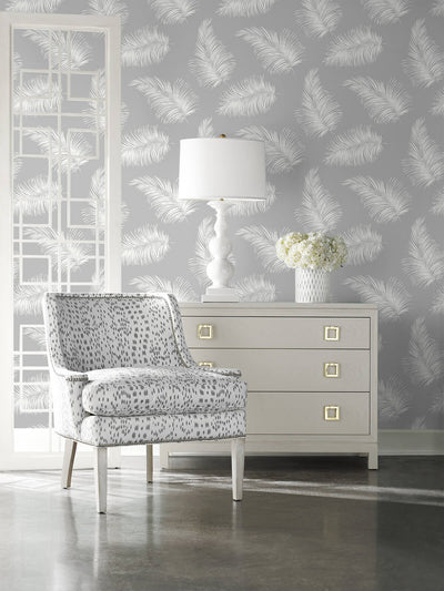product image for Tossed Palm Peel-and-Stick Wallpaper in Harbor Mist from the Luxe Haven Collection by Lillian August 22