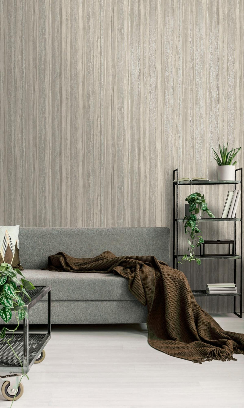 media image for Taupe Distressed Metallic Faux Tree Bark Earthy Wallpaper by Walls Republic 290