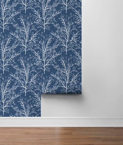 product image for tree branches peel and stick wallpaper in coastal blue by nextwall 6 27