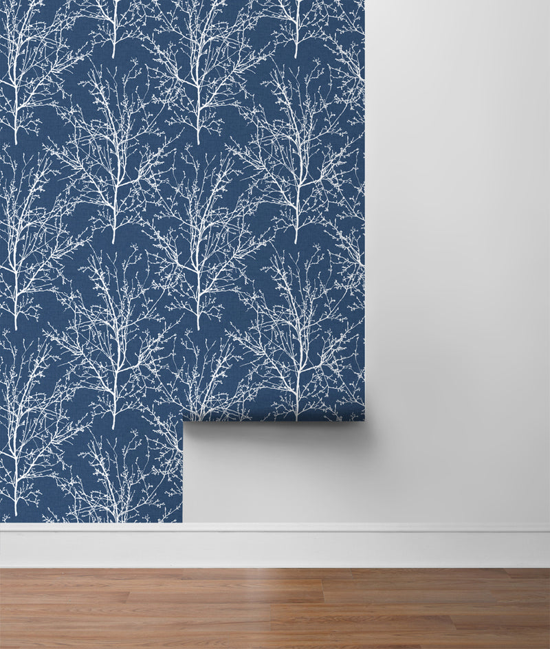 media image for tree branches peel and stick wallpaper in coastal blue by nextwall 6 273