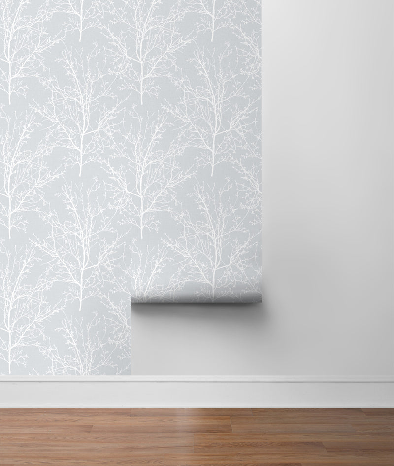media image for Tree Branches Peel-and-Stick Wallpaper in Daydream Grey by NextWall 255