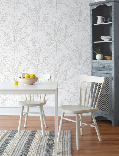 product image for Tree Branches Peel-and-Stick Wallpaper in Pearl Grey by NextWall 38