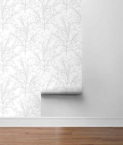product image for tree branches peel and stick wallpaper in pearl grey by nextwall 6 3