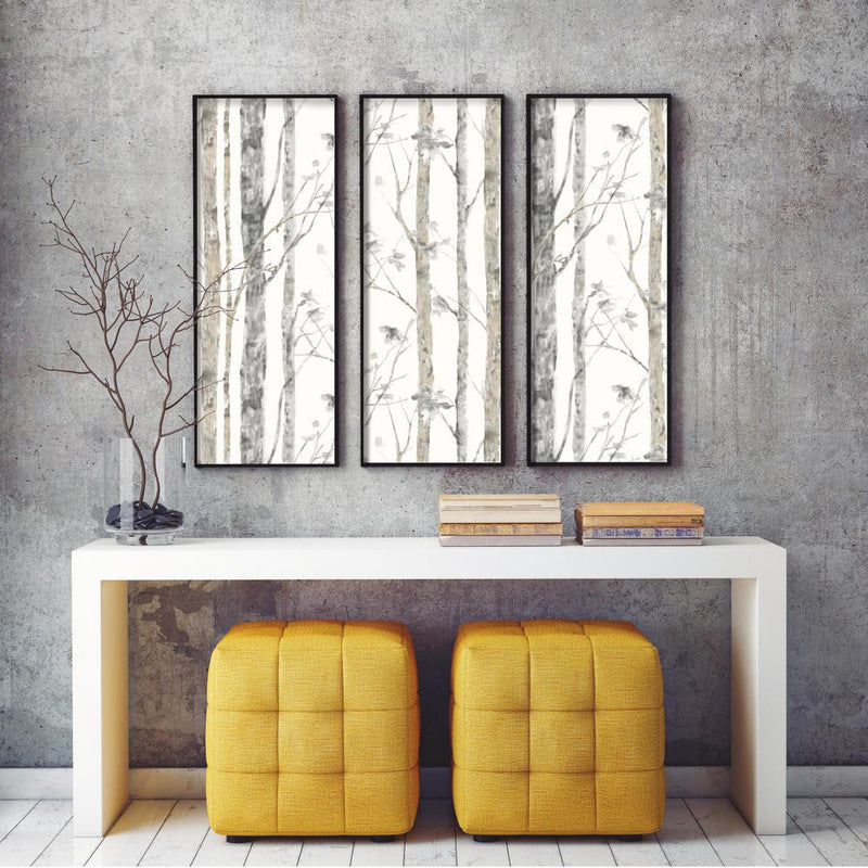 media image for Trees Peel & Stick Wallpaper in White and Brown by RoomMates for York Wallcoverings 230