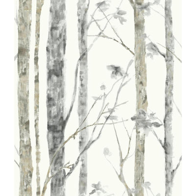 product image for Trees Peel & Stick Wallpaper in White and Brown by RoomMates for York Wallcoverings 64