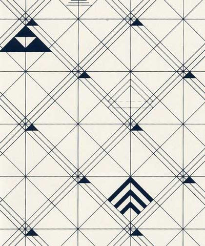 product image for Trellis Wallpaper in Navy design by Cavern Home 25