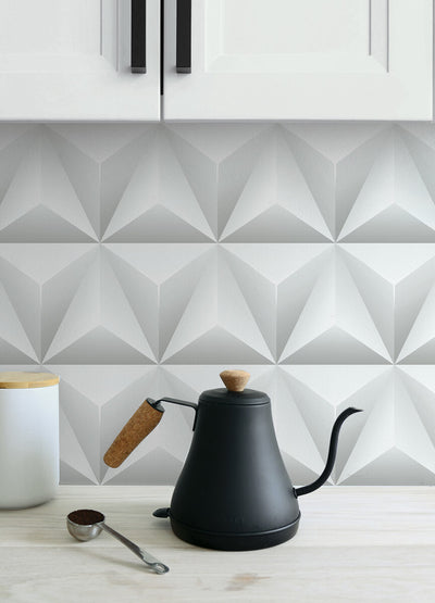 product image for Triangle Origami Peel-and-Stick Wallpaper in Grey by NextWall 65