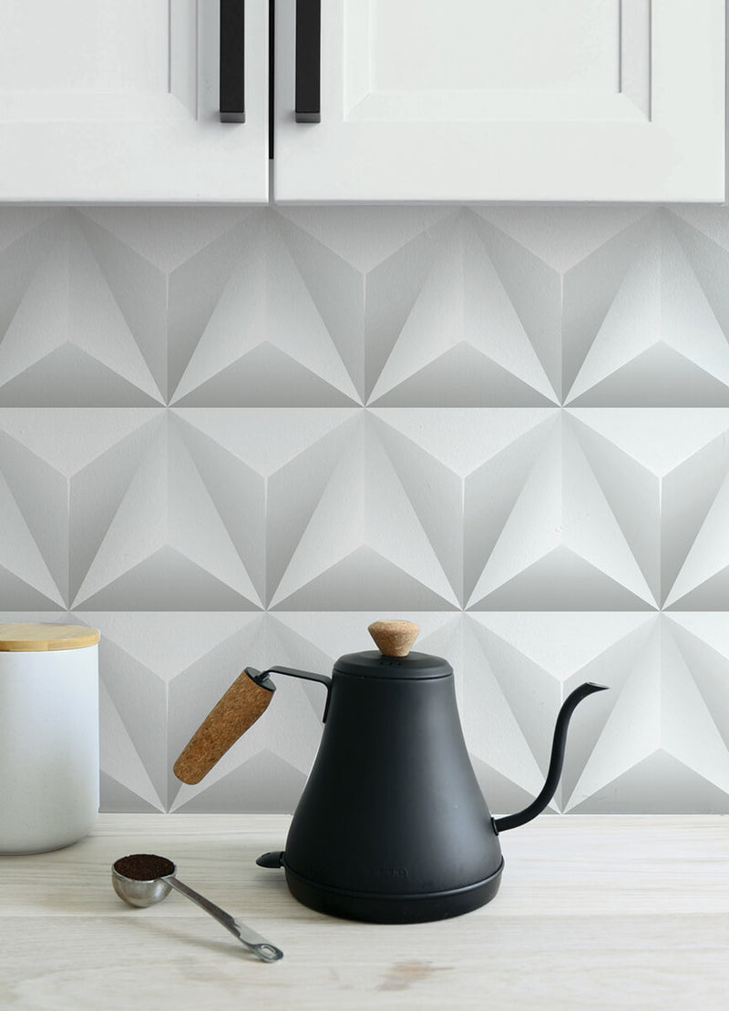 media image for Triangle Origami Peel-and-Stick Wallpaper in Grey by NextWall 294