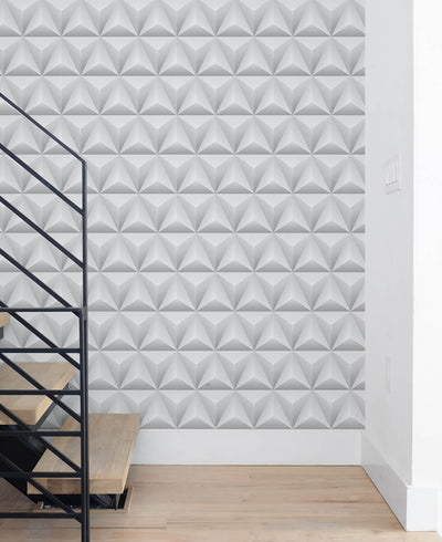product image for Triangle Origami Peel-and-Stick Wallpaper in Grey by NextWall 49