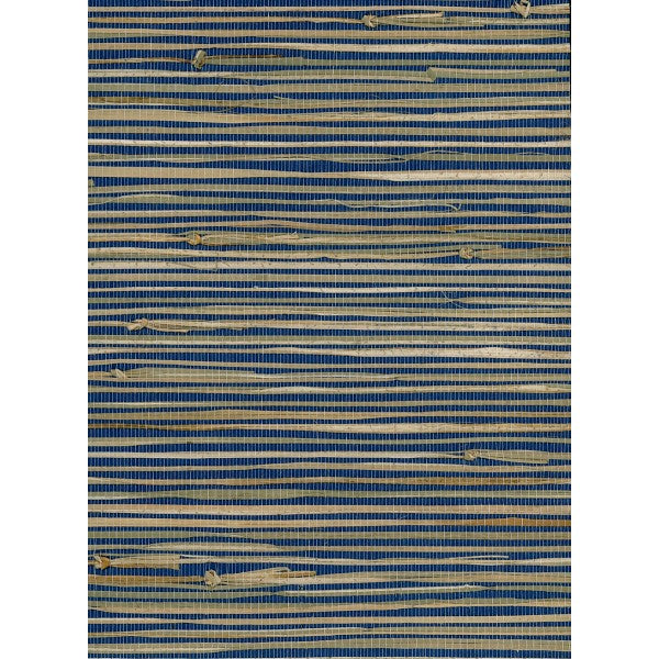 media image for Triangle Grasscloth Wallpaper in Blue and Tan from the Natural Resource Collection by Seabrook Wallcoverings 278