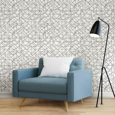 product image for Triangulation Peel & Stick Wallpaper in Black and White by York Wallcoverings 64