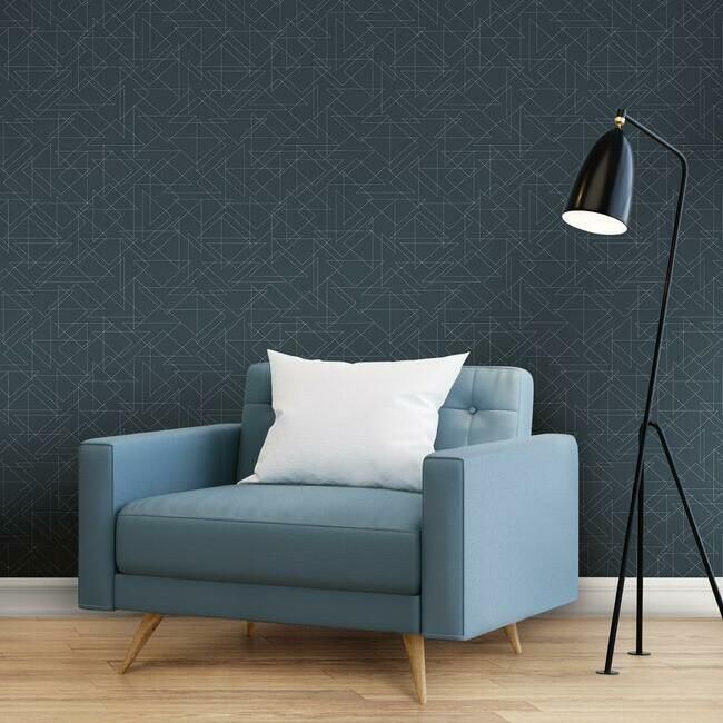 media image for Triangulation Peel & Stick Wallpaper in Navy by York Wallcoverings 286