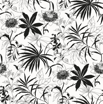 product image for Tropical Garden Peel-and-Stick Wallpaper in Black by NextWall 38