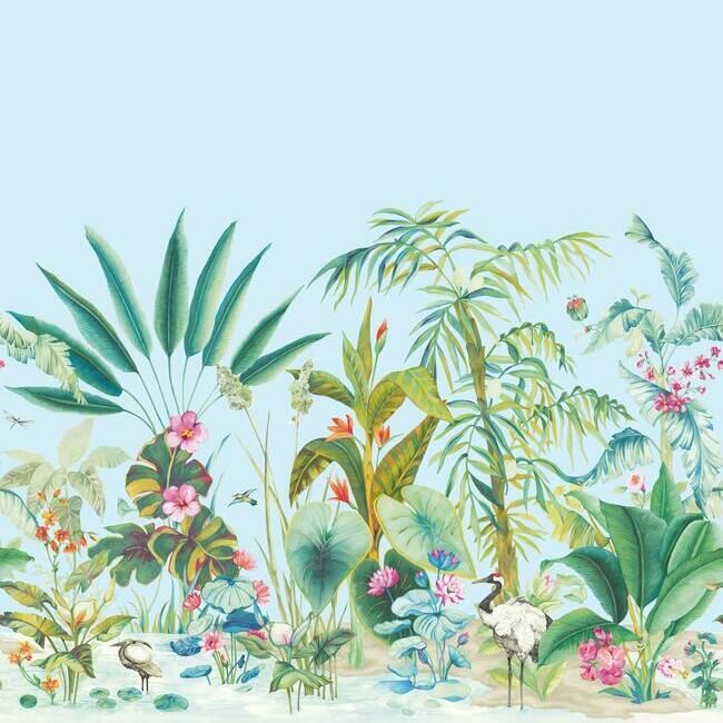 media image for Tropical Panoramic Wall Mural in Blue from the Murals Resource Library by York Wallcoverings 227