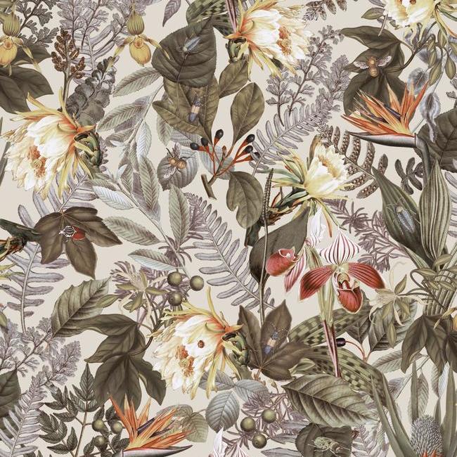 media image for sample tropical flowers peel stick wallpaper in beige by roommates for york wallcoverings 1 232