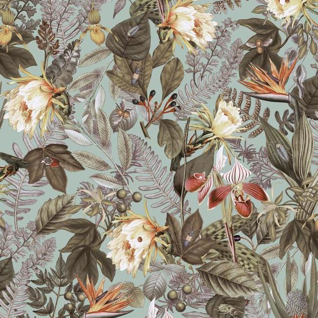 media image for sample tropical flowers peel stick wallpaper in green by roommates for york wallcoverings 1 26