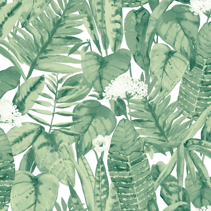media image for sample tropical self adhesive wallpaper in jungle green design by tempaper 1 286