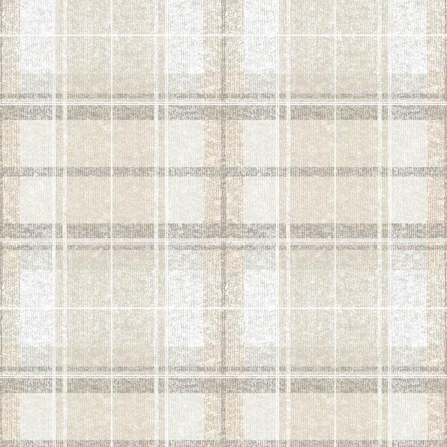 media image for Tweed Plaid Peel & Stick Wallpaper in Beige by RoomMates for York Wallcoverings 224