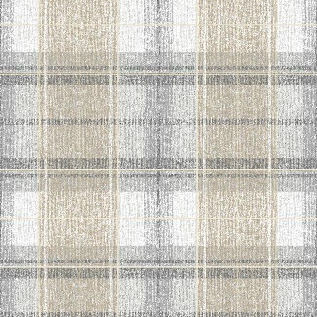 media image for Tweed Plaid Peel & Stick Wallpaper in Grey by RoomMates for York Wallcoverings 221