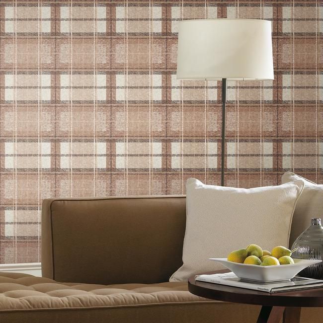 media image for Tweed Plaid Peel & Stick Wallpaper in Rust by RoomMates for York Wallcoverings 240