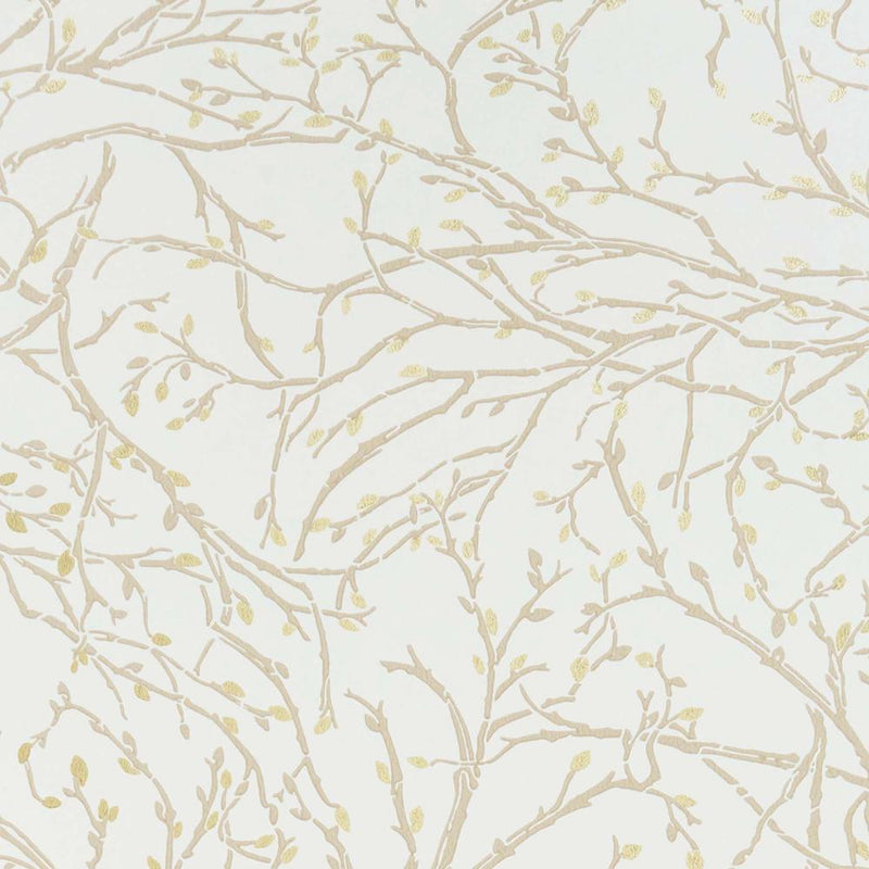 media image for Twiggy Wallpaper in Ivory, Stone, and Gold from the Folium Collection by Osborne & Little 225