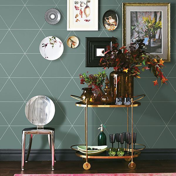 media image for Twilight Geometric Wallpaper in Green from the Moonlight Collection by Brewster Home Fashions 224