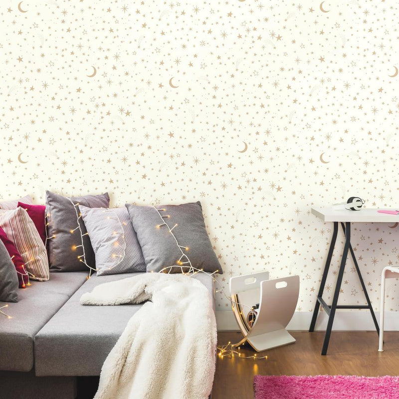 media image for Twinkle Little Star Peel & Stick Wallpaper in Gold by RoomMates for York Wallcoverings 243