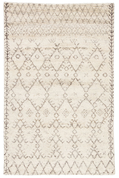 product image of Zola Hand-Knotted Geometric Ivory & Brown Area Rug 54