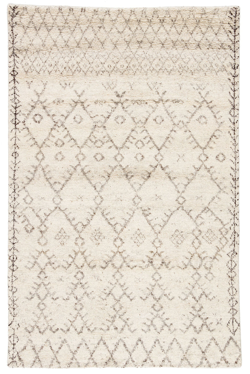 media image for Zola Hand-Knotted Geometric Ivory & Brown Area Rug 281
