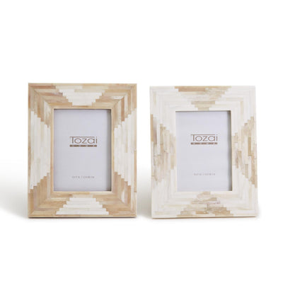 product image of aztec natural and antique bone photo frames set of 2 1 522