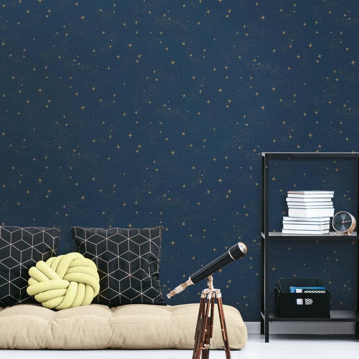 Shop Upon A Star Peel & Stick Wallpaper in Navy | Burke Decor
