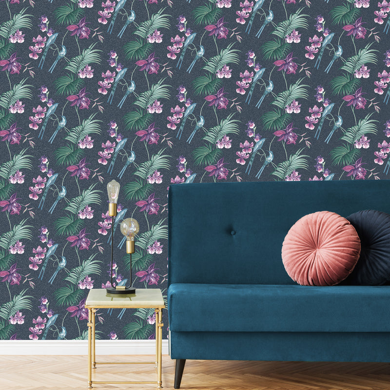 media image for Utopia Wallpaper in Navy from the Capsule Collection by Graham & Brown 255