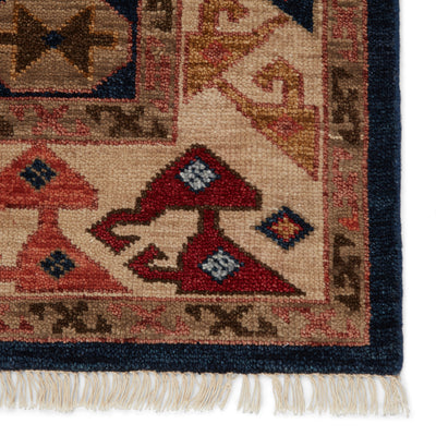 product image for Karter Hand-Knotted Medallion Blue & Red Area Rug 68