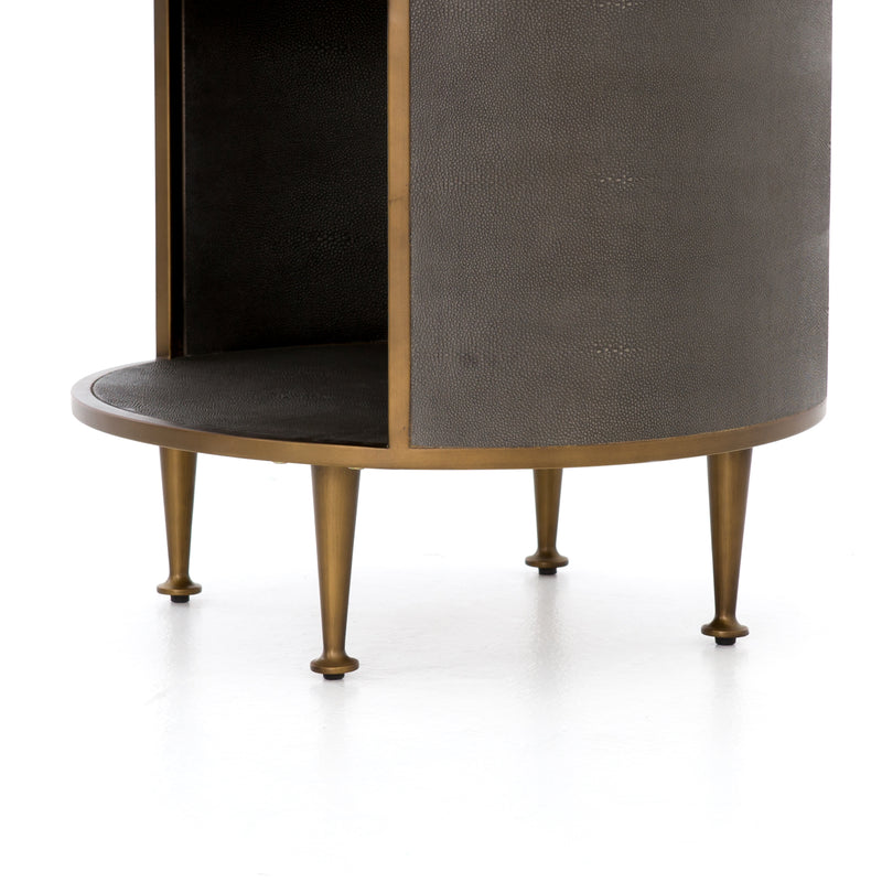 media image for Shagreen Round Nightstand In Antique Brass 249
