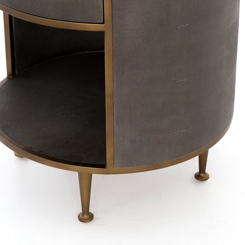 media image for Shagreen Round Nightstand In Antique Brass 27