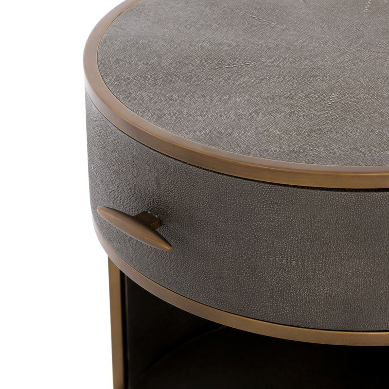 media image for Shagreen Round Nightstand In Antique Brass 212