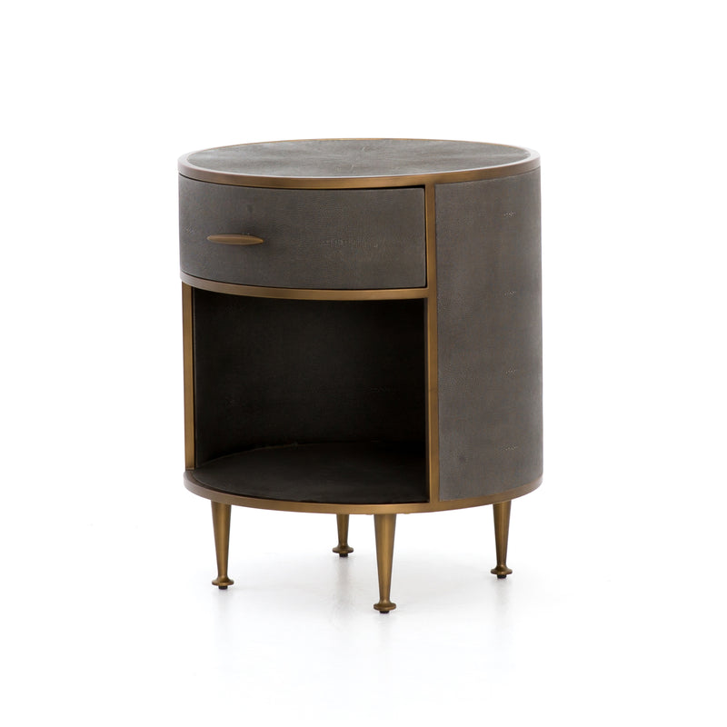 media image for Shagreen Round Nightstand In Antique Brass 219