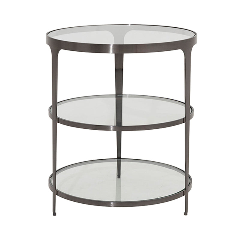 media image for three tier glass top round end table by bd studio ii vienna abr 4 281