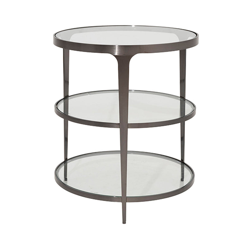 media image for three tier glass top round end table by bd studio ii vienna abr 1 285