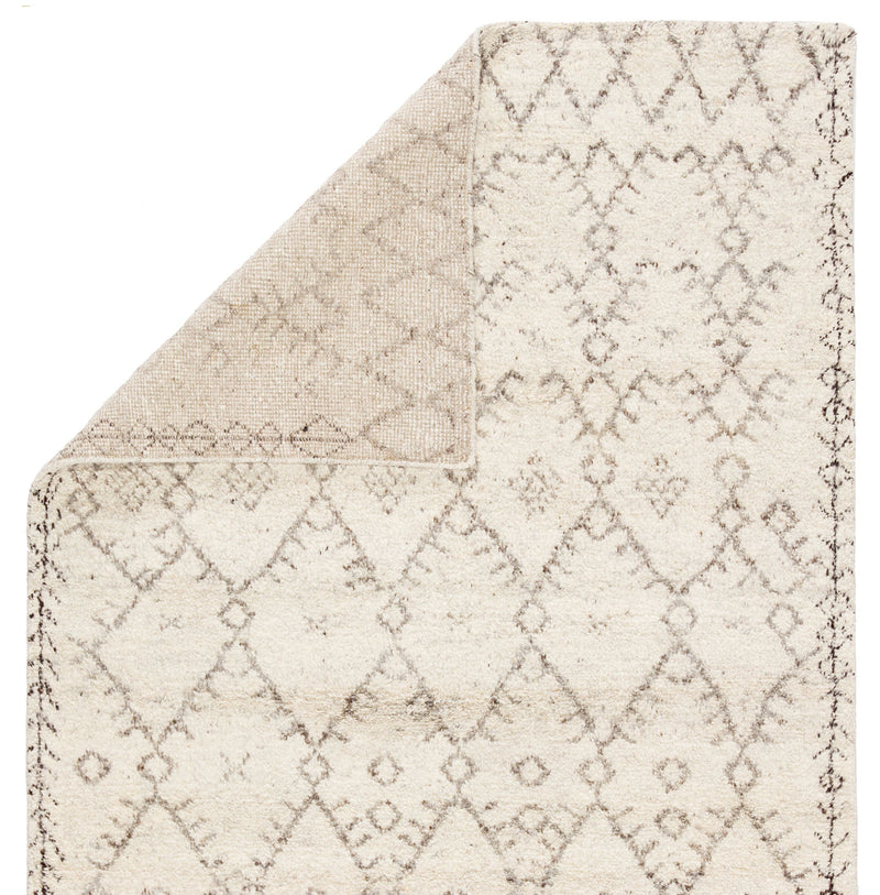 media image for Zola Hand-Knotted Geometric Ivory & Brown Area Rug 260