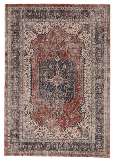 product image for Temple Medallion Gray & Red Rug by Jaipur Living 65