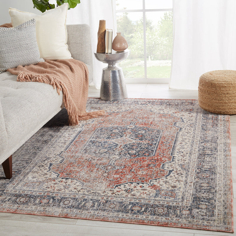 media image for Temple Medallion Gray & Red Rug by Jaipur Living 268