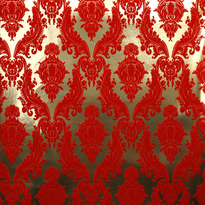product image of Petite Heirloom Velvet Flock Wallpaper in Scarlet/Gold by Burke Decor 597
