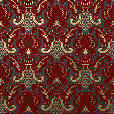 product image of Windsor Velvet Flock Wallpaper in Burgundy/Slate by Burke Decor 545