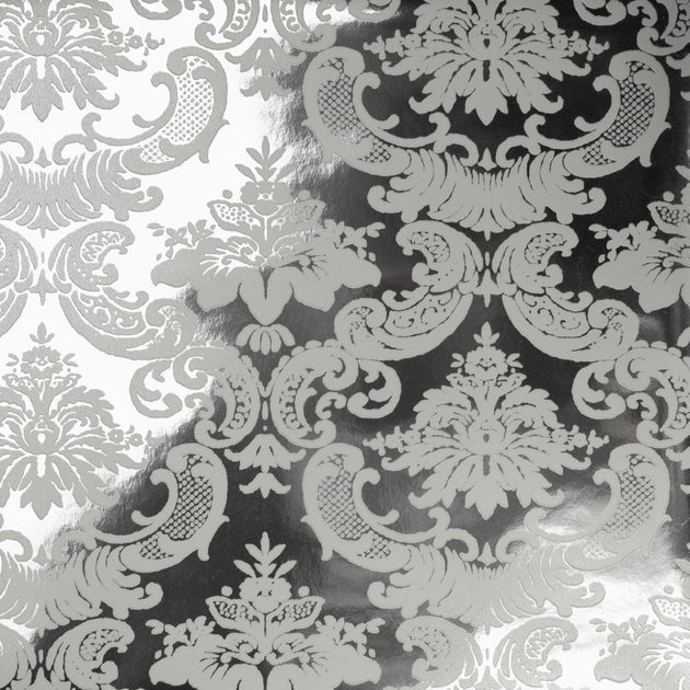 media image for Madison Velvet Flock Wallpaper in White/Silver by Burke Decor 285