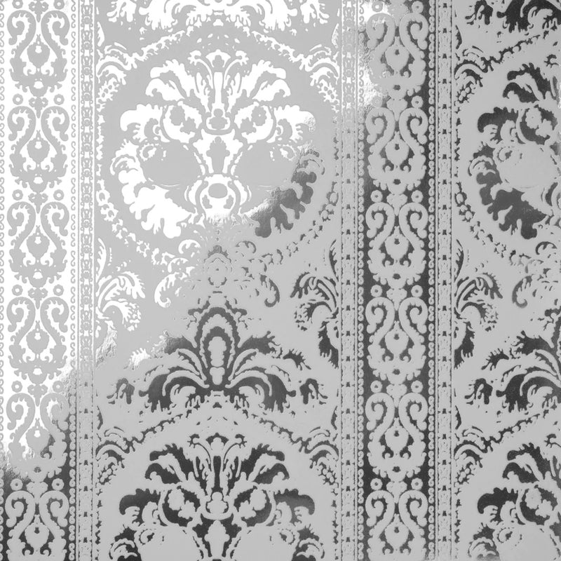 media image for St. Moritz Velvet Flock Wallpaper in White/Silver by Burke Decor 298